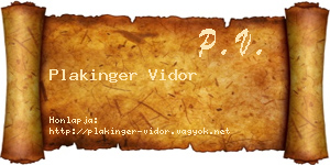 Plakinger Vidor névjegykártya